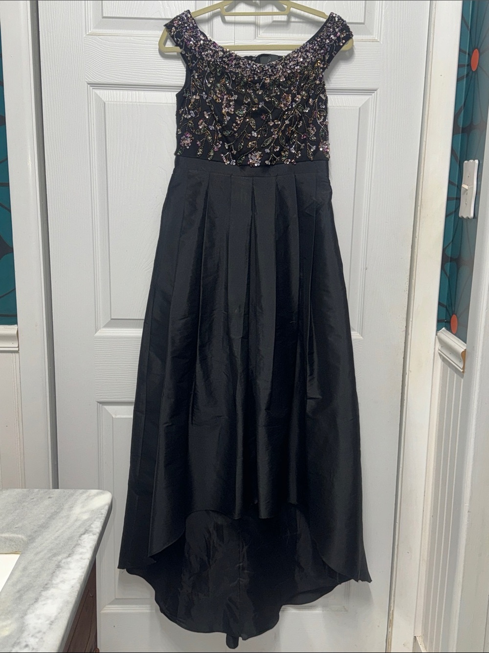 Black High-Low Embellished Evening Skirt Size 6